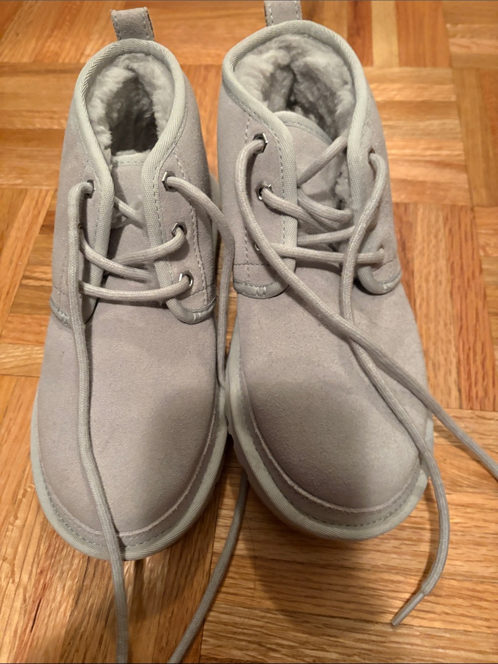UGG Kids Lace-Up Ankle Boots in Light Gray